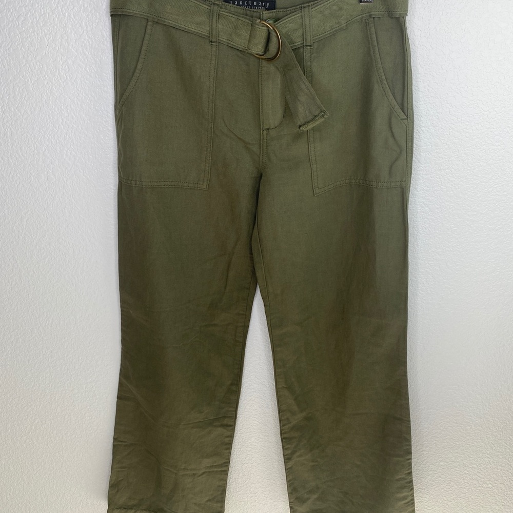 NWOT Sanctuary Green Cargo Belted Utility Pants - Picture 3 of 10